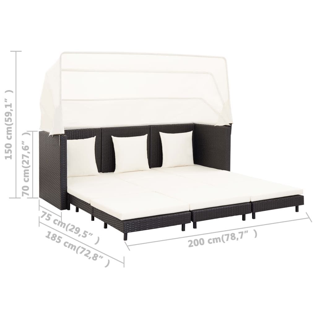 vidaXL Ausziehbares 3-Sitzer-Schlafsofa mit Dach Poly Produktbild 7