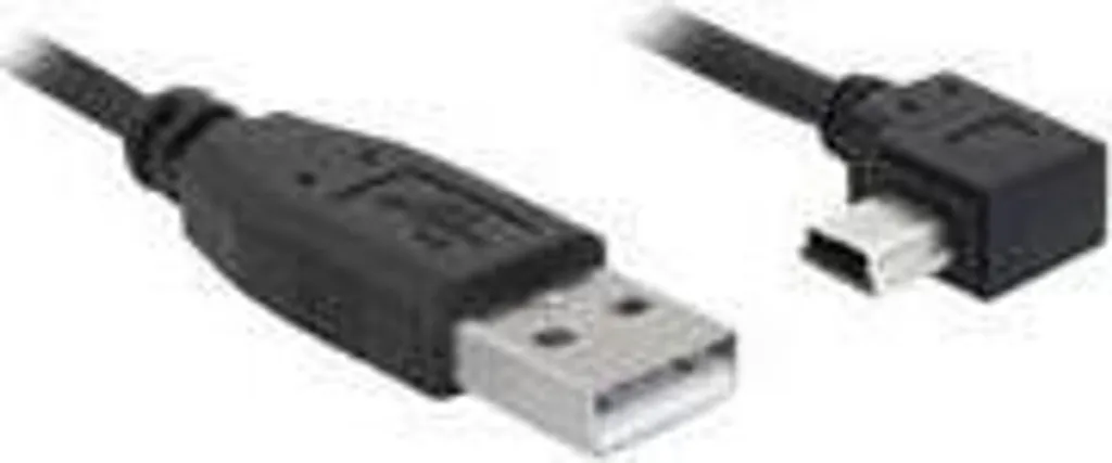 Cavo di collegamento USB 2.0 da maschio A a maschio mini a 5 pin angolato, nero, 1 m, Delock® [82681] (82681)