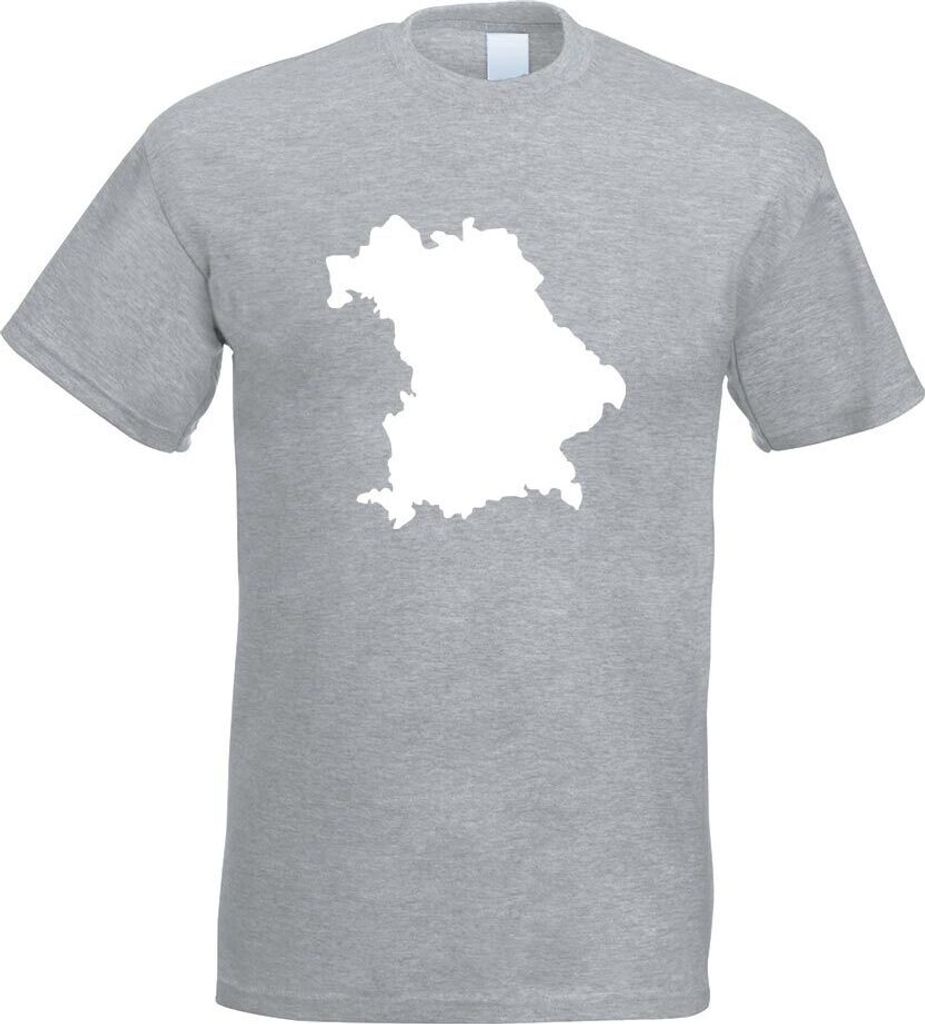 Kiwistar - T-Shirt - Graumeliert - Bayern Deutschland Silhouette Motiv Bedruckt Funshirt Design Print - mit Motiv Bedruckt - Funshirt Design - Spor...