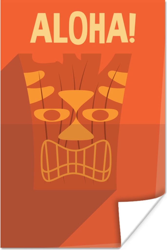 MuchoWow Poster Hawaii 'aloha' auf rotem Hintergrund 60x90 cm - Wanddekoration