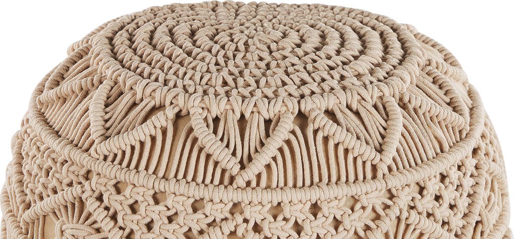 BELIANI Pouf Beige Baumwolle Rund 40 x 40 cm Gestrickt Produktbild 6
