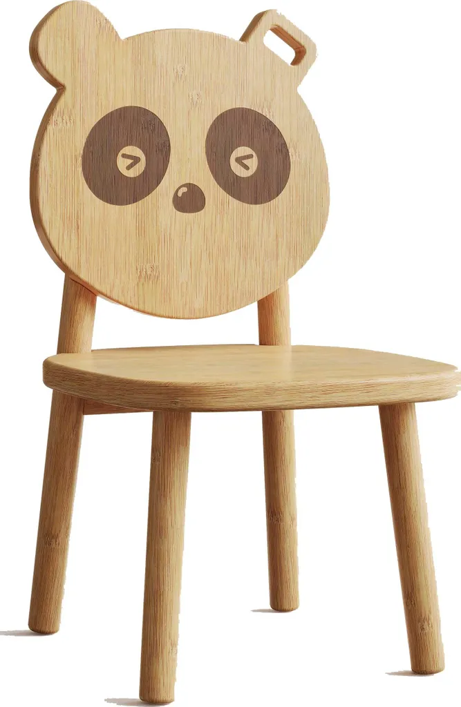 Chaise haute Panda enfant pour repas et activités, bois de bambou zen