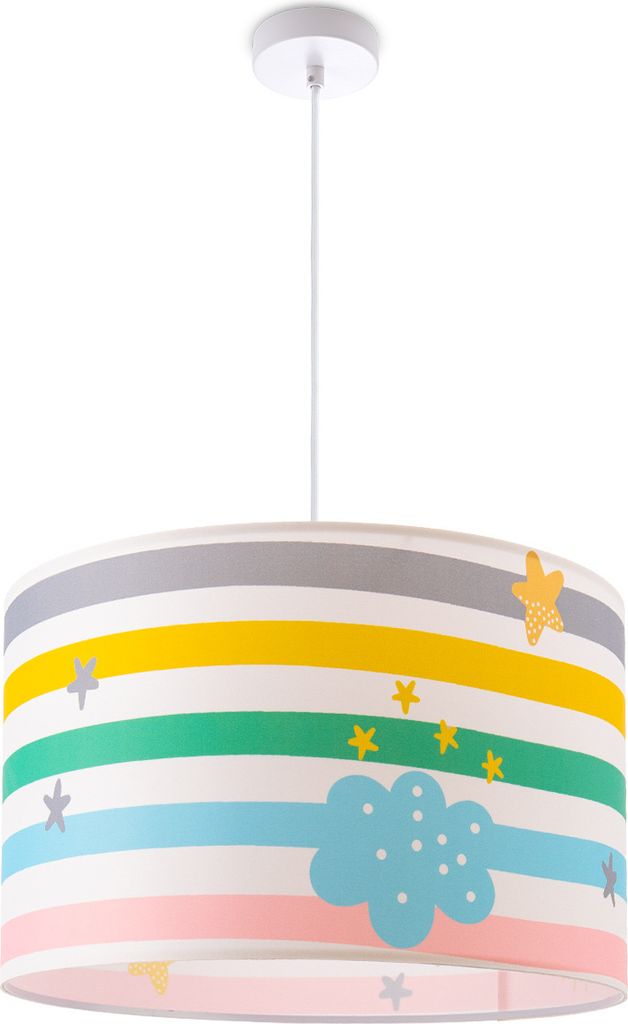 Deckenlampe Kinder Pendelleuchte Kinderzimmer Stoffschirm Rund Bunt Baby E27