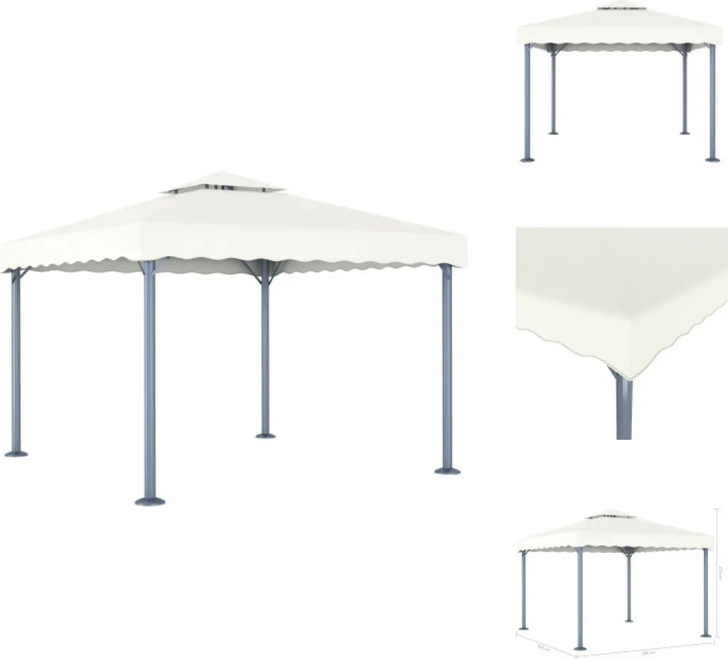 vidaXL Gazebo 300x300 cm en Aluminium Crème - Pavillon de Jardin Robuste