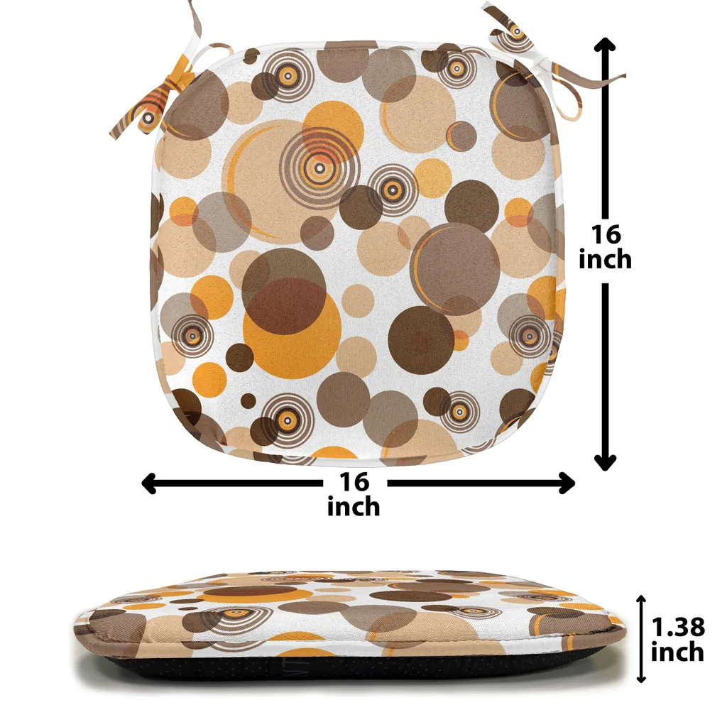 ABAKUHAUS Rivestimenti color terra per sedie da sala da pranzo, macchie caotiche ad anello, cuscini decorativi impermeabili con cinturini per sedie da cucina, 40 cm x 40 cm, confezione da 4, arancione marrone tan - 4