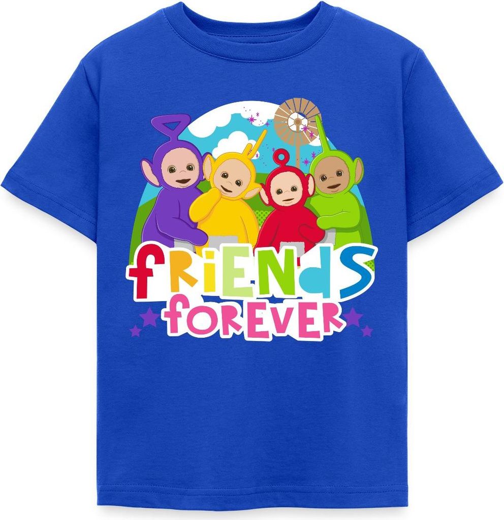 Spreadshirt Teletubbies Friends Forever Süßes Design Kinder T-Shirt, 110/116 (5-6 Jahre), Royalblau