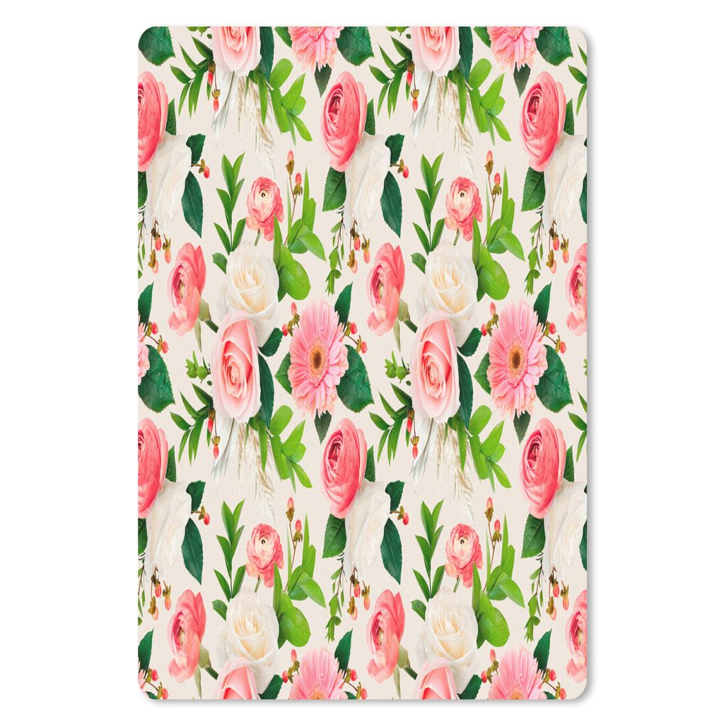 MuchoWow Mauspad Mousepad Blumen - Illustration - Rosen - Gerbera 18x27 cm - Mousepads - Maus Mat - Pad - Mausunterlage