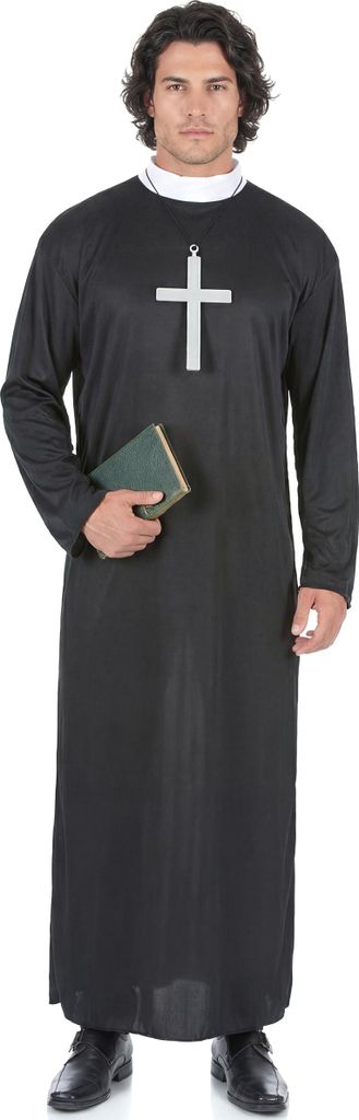 Priester-Herrenkostüm für Karneval schwarz-weiss M / L Produktbild 