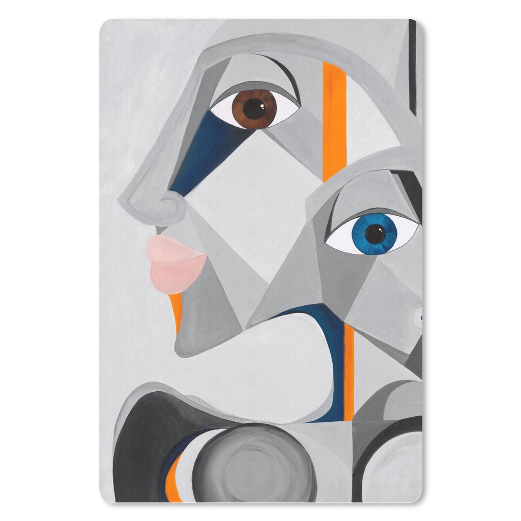 MuchoWow Mauspad Mousepad Abstrakt - Gesichter - Lippen - Grau 18x27 cm - Mousepads - Maus Mat - Pad - Mausunterlage