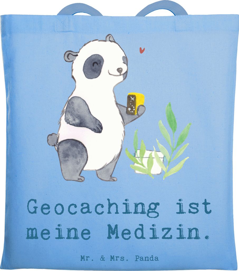 Mr. & Mrs. Panda einkaufsshopper Panda Geocaching - Sky Blue - Geschenk, Tasche, Shopping, Laptoptasche, Schatzsuchen, Tote Bag, GPS Schnitzeljagd,...