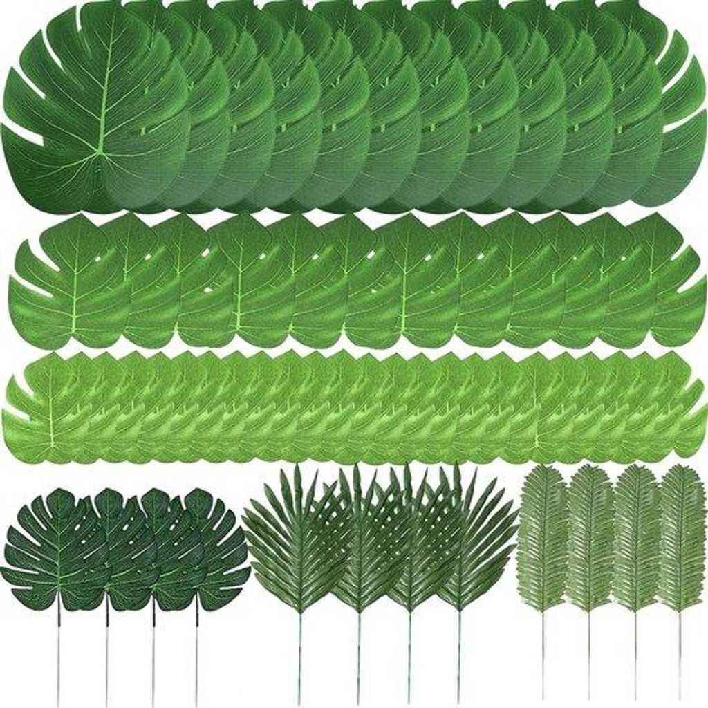 Tropische Palmblätter Dekoration 60 Stück Monstera Blätter Jungle Strand