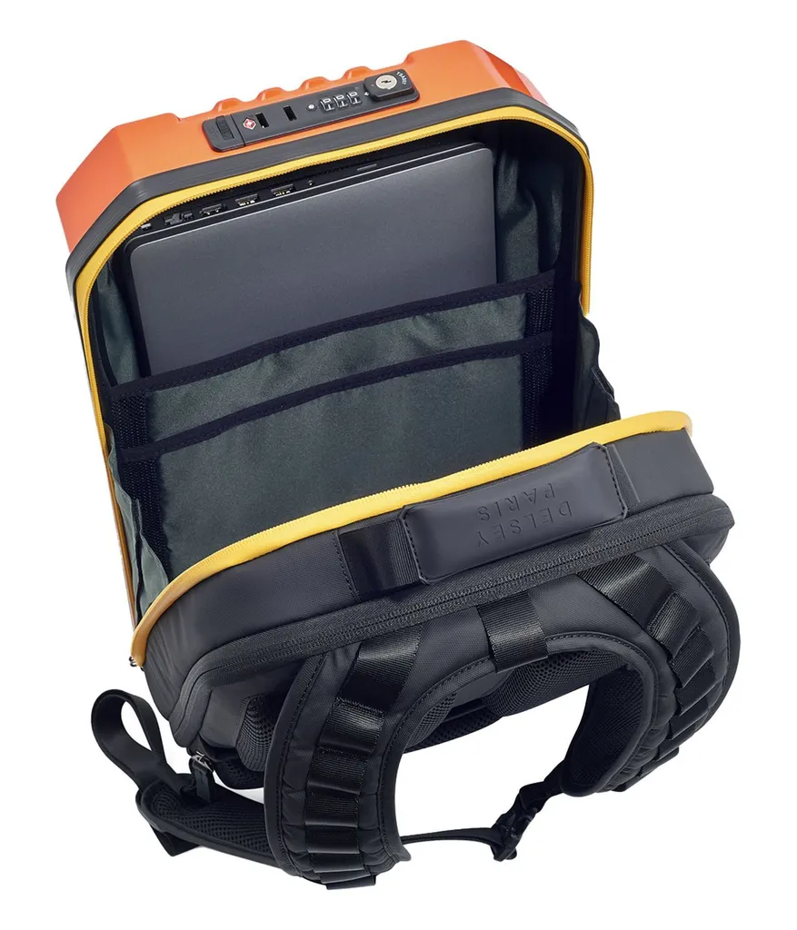 Sac à dos 22L DELSEY Rempart Orange avec compartiment PC et extension