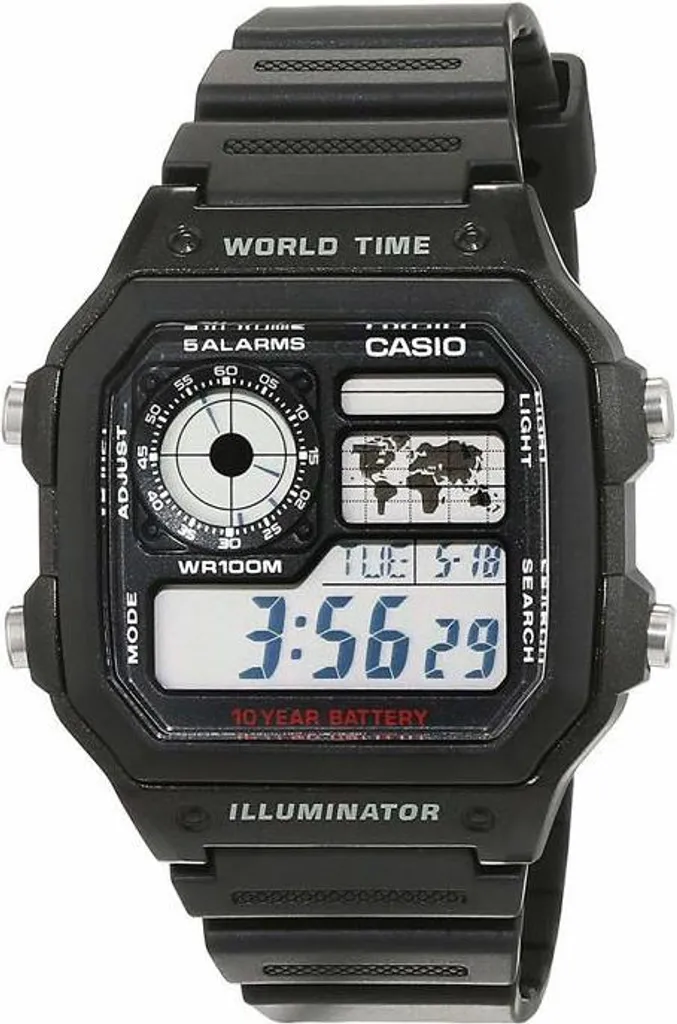 Orologio Casio AE-1200WH-1AVEF World Time Digitale Sportivo Nero