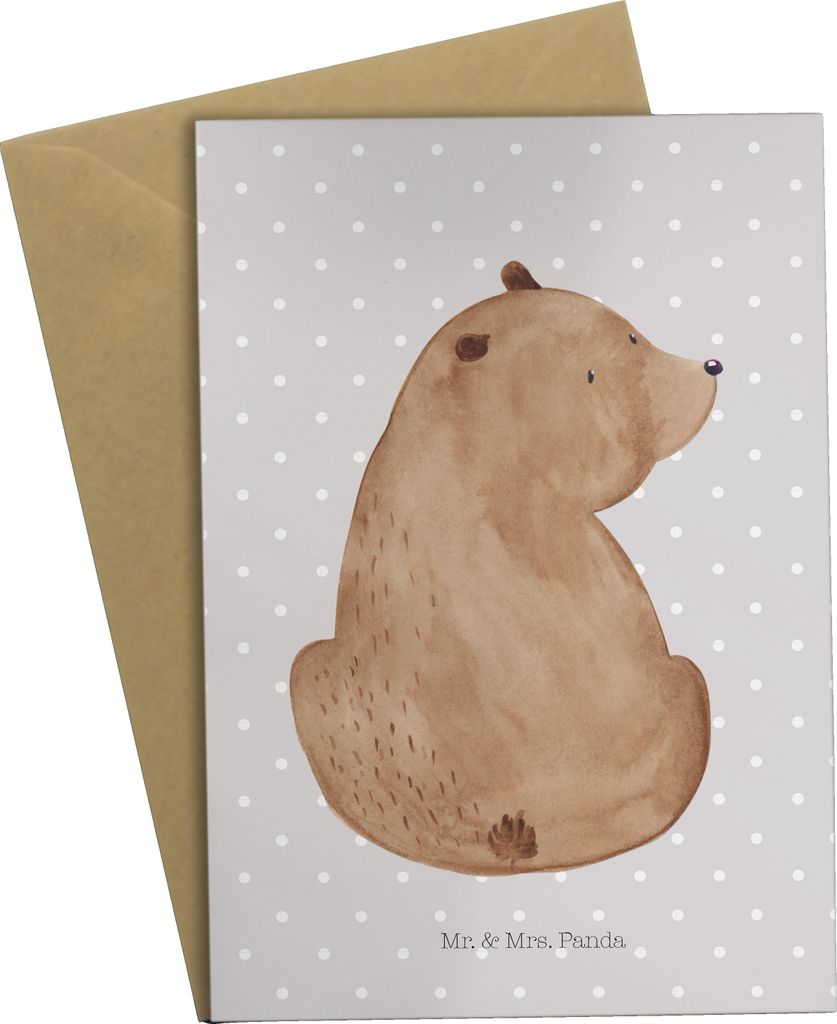 Mr. & Mrs. Panda Klappkarte Bär Schulterblick - Grau Pastell - Geschenk, babykarte, Weisheit, Bärenliebe, Motivation, osterkarte, Bären, einladu...