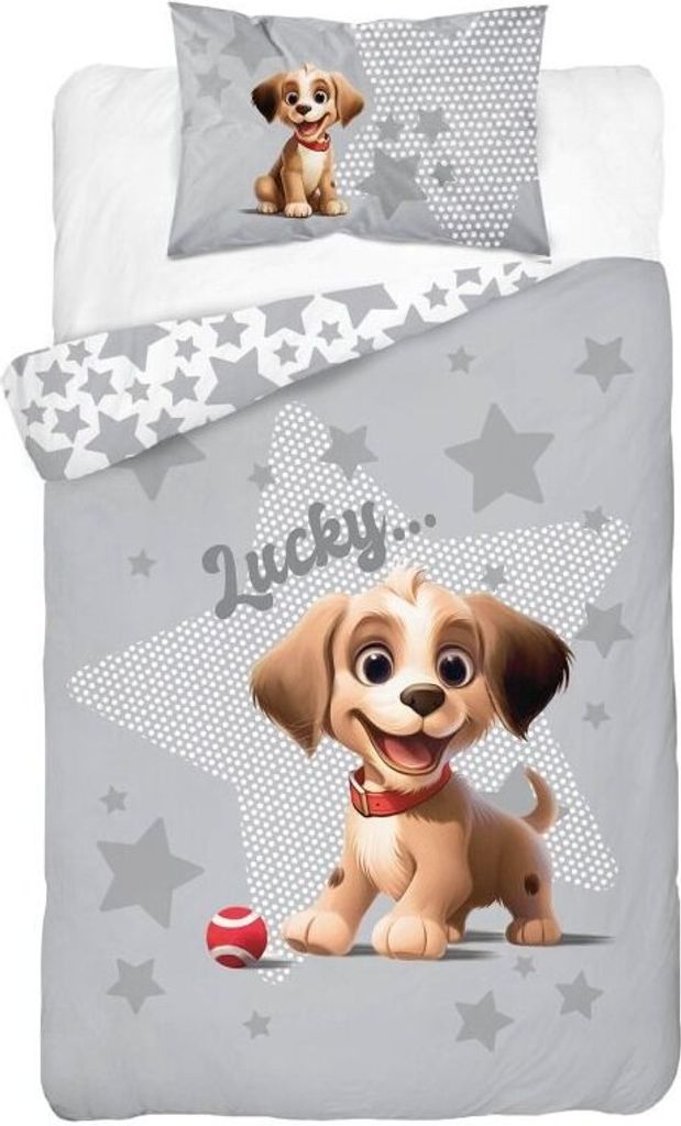 DETEXPOL Bambusbettwäsche Merry doggy grau Baumwolle, Produktbild 