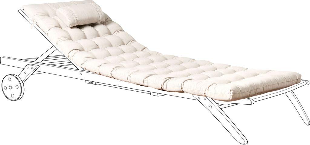 BELIANI Auflage für Gartenliege Hellbeige Stoff Gesteppt 192x56x5 cm UV-Beständig Modernes Design Liegenauflage mit Kissen und Befestigungsbändern