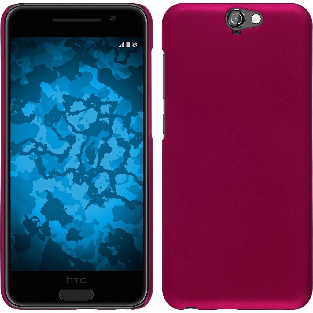 PhoneNatic Case kompatibel mit HTC One A9 - Hülle pink gummiert Hard-case + 2 Schutzfolien
