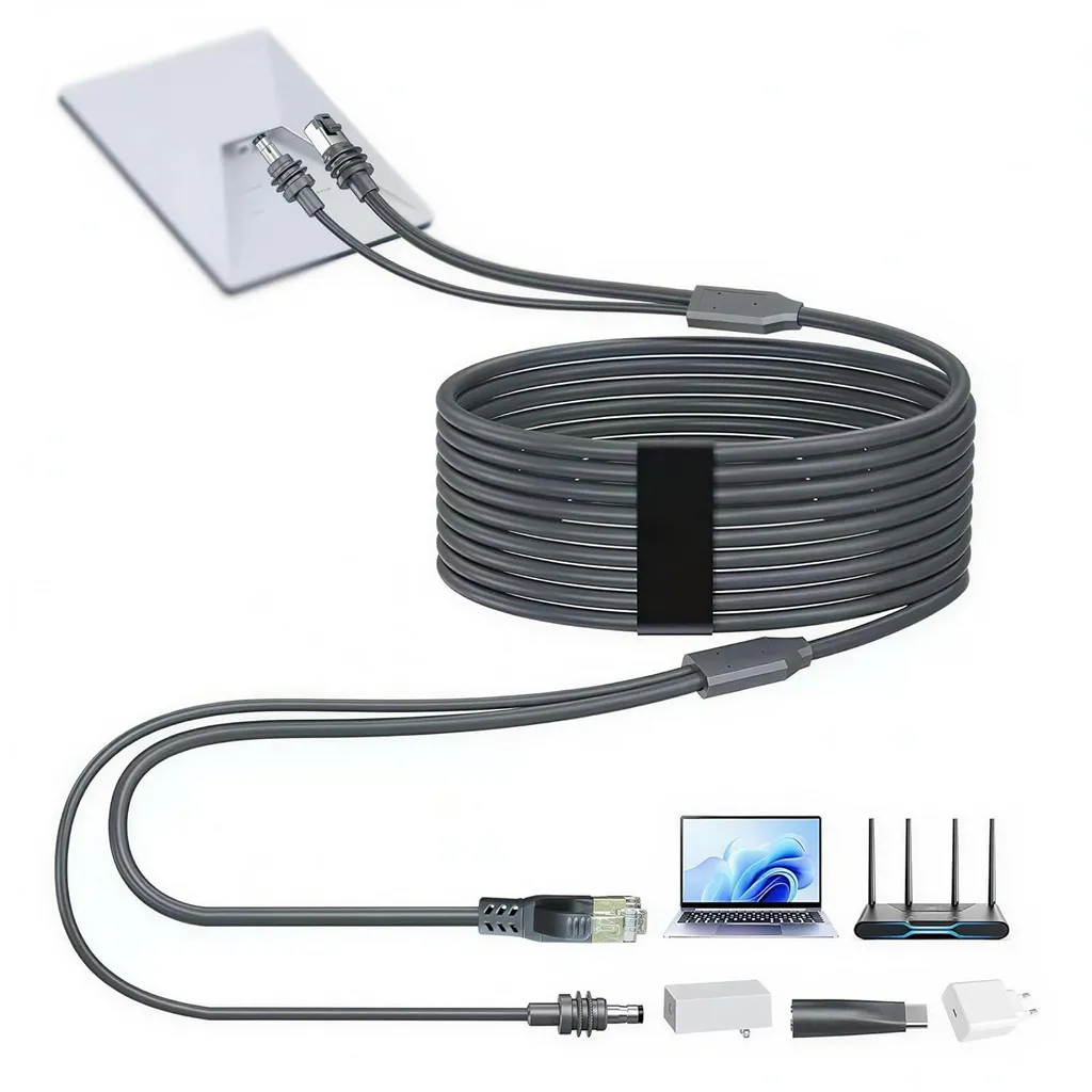 Elfcam Câble 3-en-1 pour Starlink Mini, Alimentation USB-C et RJ45 5m