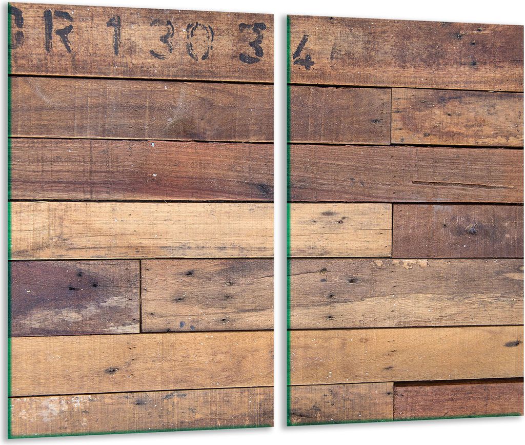 Herdabdeckplatten 2 teilig 30x52 Glaskeramikfeld Abdeckung Glas Holz