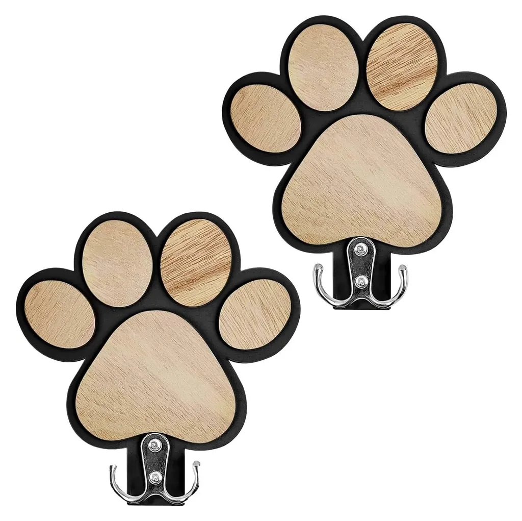 Rangement mural pour laisse de chien et clés en bois pour entrée organisée