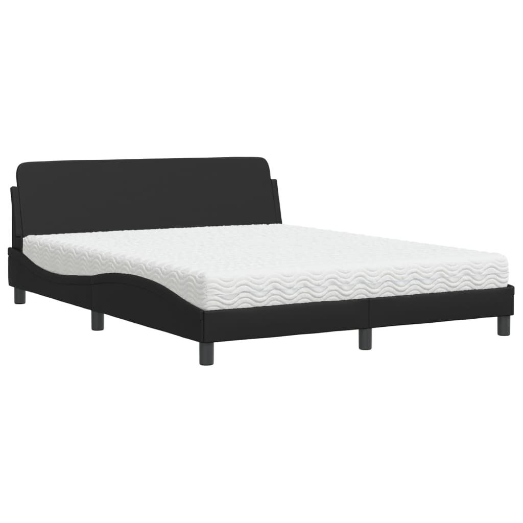 Bett mit Matratze "Dover" Schwarz 160x200 cm Kunstleder