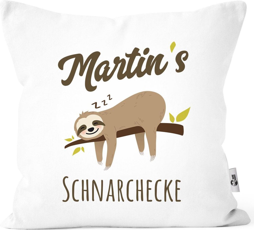 Kissen-Bezug Spruch Opa's Oma's Mama's Papa's Schnarchecke Faultier Print Kissen-Hülle Deko-Kissen Baumwolle MoonWorks Personalisiert weiß unisize