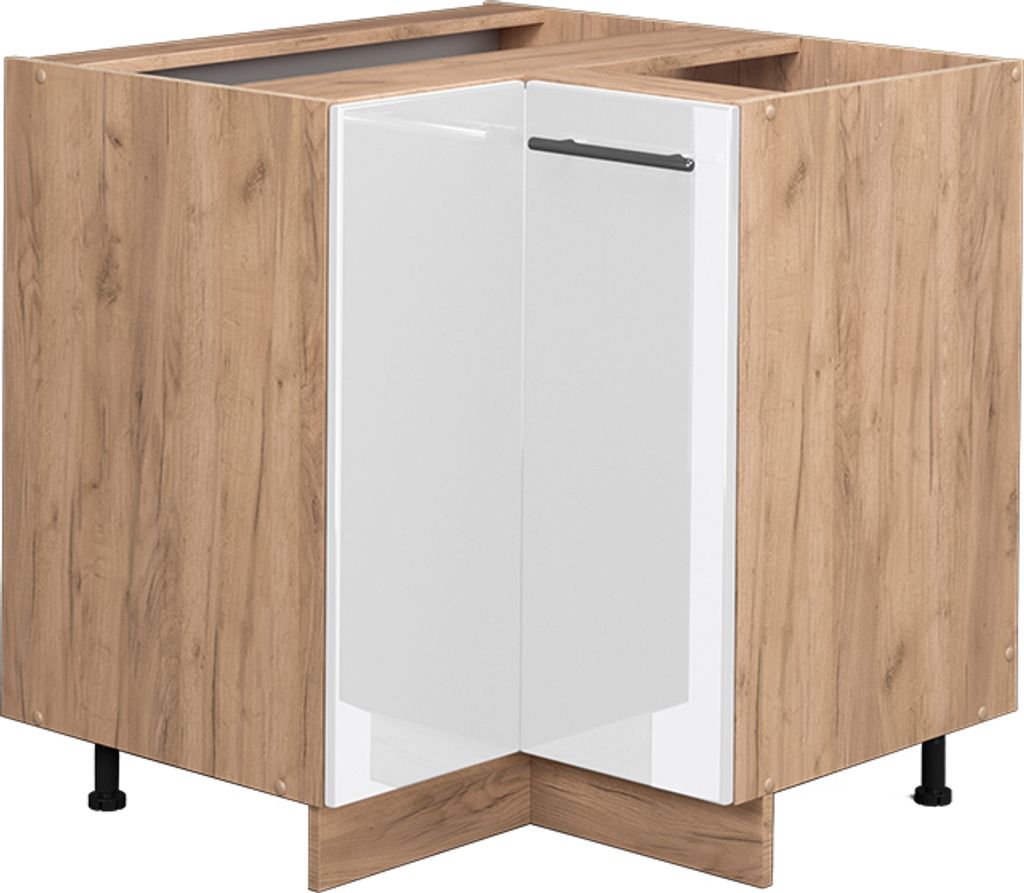 Eckunterschrank Vicco Fame-Line Weiß Hochglanz 80.5 cm ohne Arbeitsplatte, Model 38352