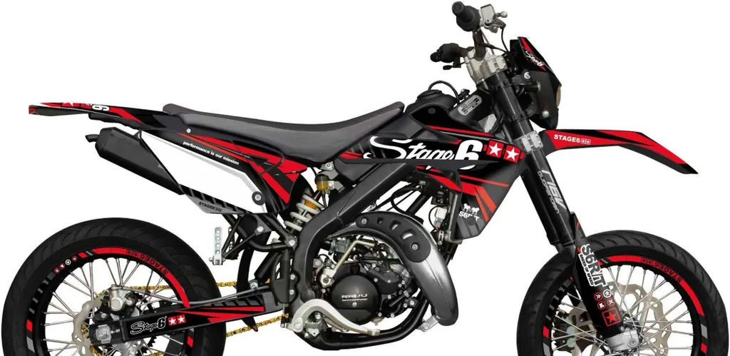 Kit déco Stage6 Red vinyle haute résistance pour moto Rieju MRT 50cc