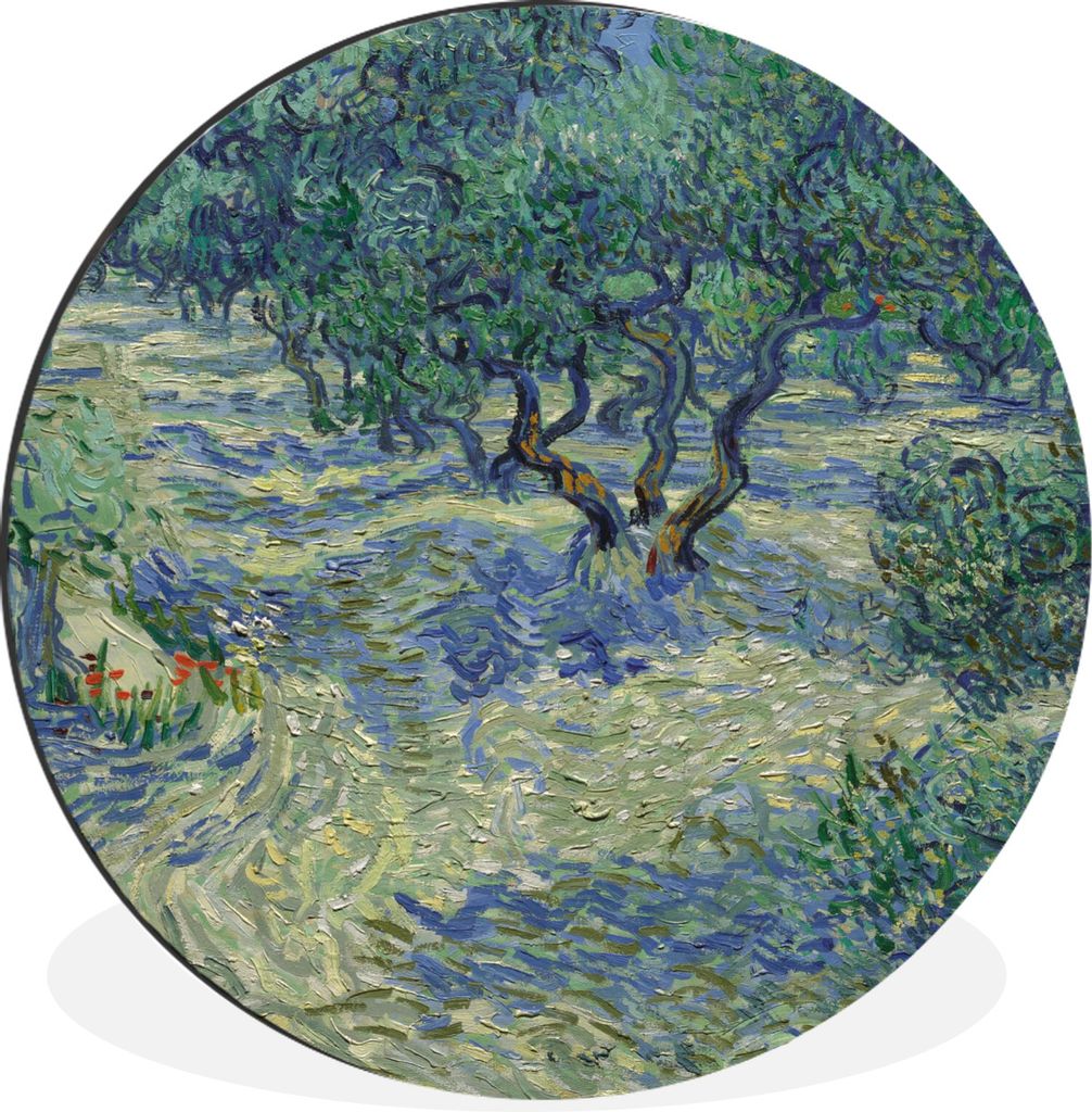 MuchoWow Aluminium Wandkreis Der Olivenhain - Vincent van Gogh Ø 30 cm Wanddeko Modern Wohnzimmer - Wand Bild - Wohnzimmer - Runde Bilder - Alub...