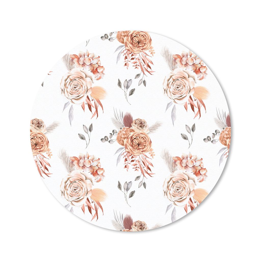 MuchoWow Mauspad Mousepad Blumen - Rosen - Blätter - Weiß 30x30 cm - Mousepads - Maus Mat - Pad - Mausunterlage - Tischunterlage - Schreibtisch...