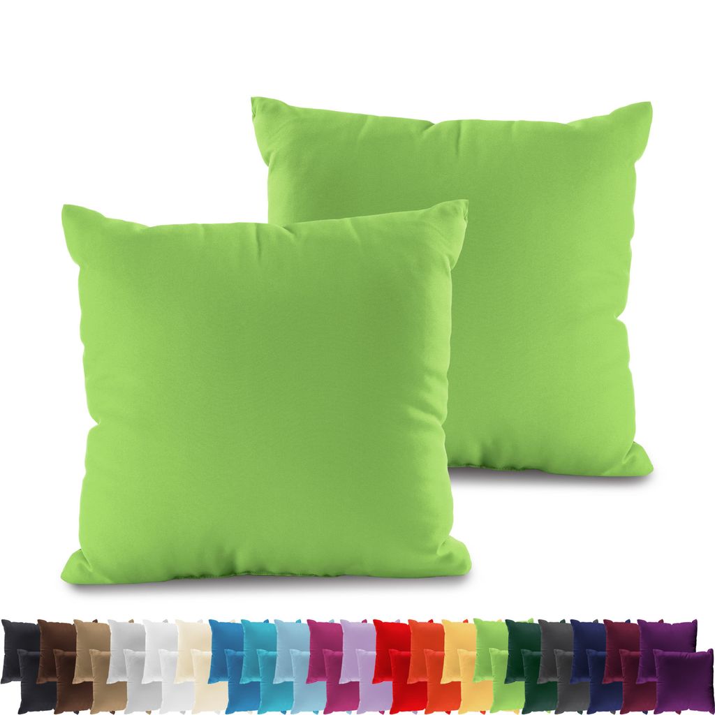 2er PACK JERSEY Kissenbezüge 100% Baumwolle Kissenhülle 160 Gr/m², in Größe: 40x40 cm, in Farbe: Apfelgrün