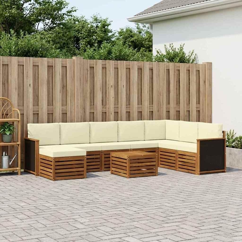 Möbel Outdoor-Sofagarnitur mit Kissen 7 pcs Natur und CremeGartensofas - Gartensofas c1953