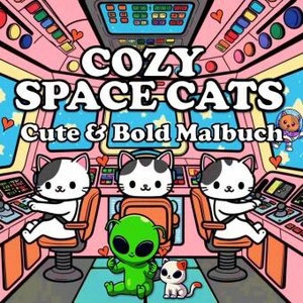 Katzen Malbuch - Cozy Malbuch - Space Cats: Katzen im Produktbild 