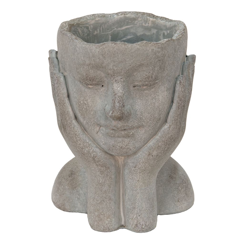 Vaso da fiori Clayre & Eef Testa 16x16x22 cm Mani di pietra Immagine del prodotto 
