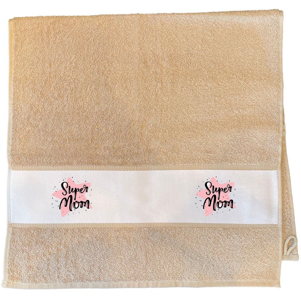Huuraa Handtuch Super Mom Beste Mama 50x100cm Sand Baumwolle Handtuch Geschenkidee