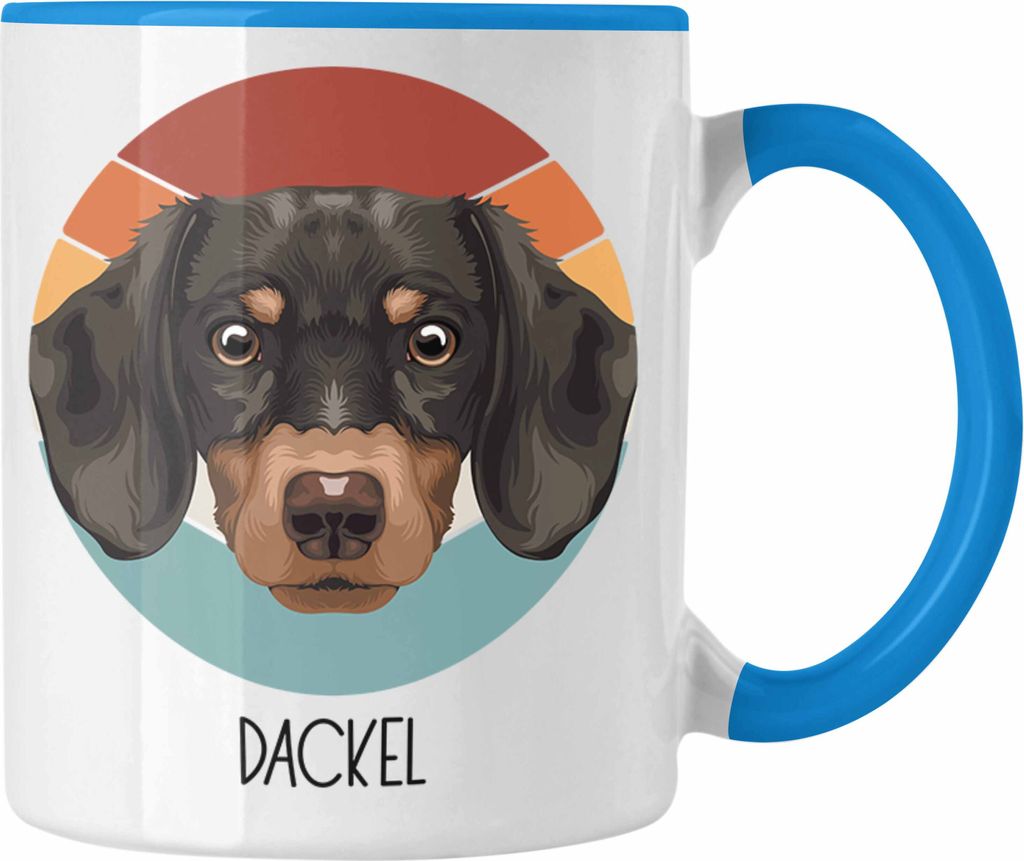 Trendation - Dackel Besitzer Tasse Geschenk Lustiger Spruch Geschenkidee Dackel Mama Papa (Blau)