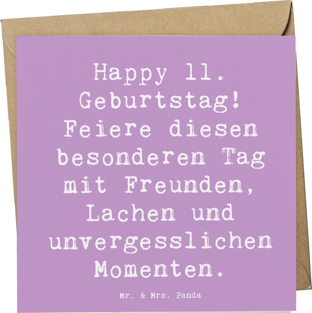 Mr. & Mrs. Panda Grußkarte Spruch 11. Geburtstag Freude - Lavendeltraum - Geschenk, Klappkarte, Meilenstein, Alter, doppelkarte, Happy Birthday, K...