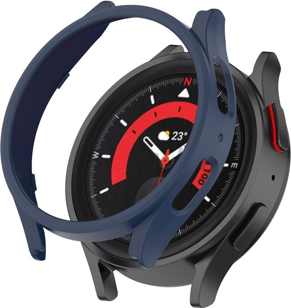 Schutzhülle Schutztasche für Samsung Galaxy Watch 5 Pro 45mm Case Cover Bumper Etuis Schale Tasche, Farbe:Mitternachtsblau
