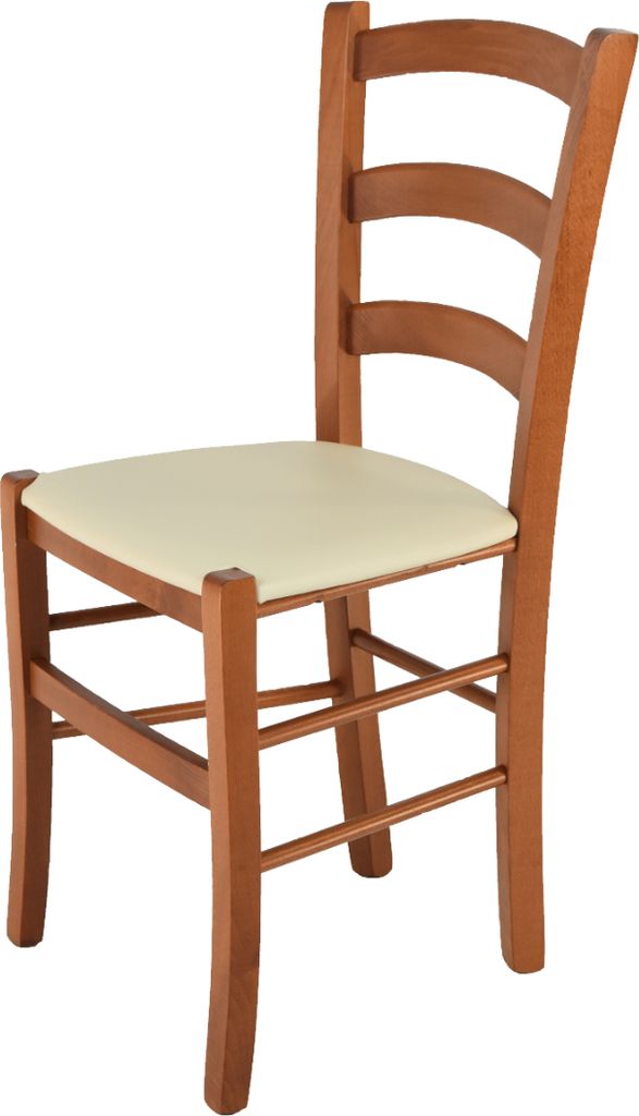 t m c s Tommychairs - Stuhl VENICE für Küche und Esszimmer, robuste Struktur aus lackiertem Buchenholz im Farbton Kirschholz und gepolsterte Sitz...