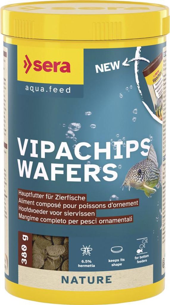 sera 00519, Zierfisch, Trockenfischfutter, Splitter, Vitamin A, Vitamin B, Vitamin C, Vitamin D, Vitamin E, 32%, 7,4%