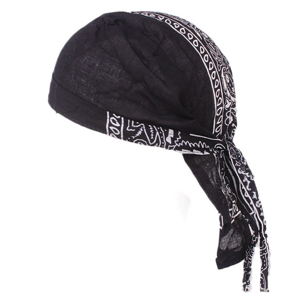 Baumwolle Männer Frauen Piraten Radfahren Cap Fahrrad Stirnband Hut Bandana Kopftuch-Schwarz