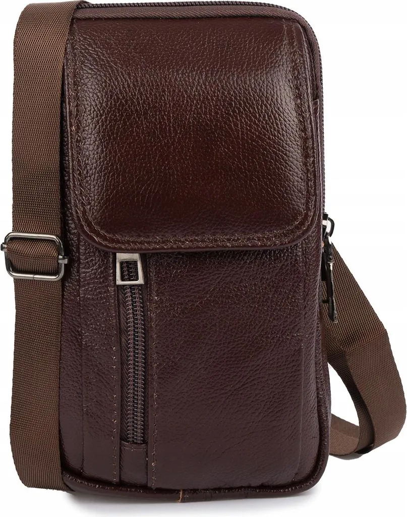 Sacoche homme cuir marron grande capacité avec multiples poches