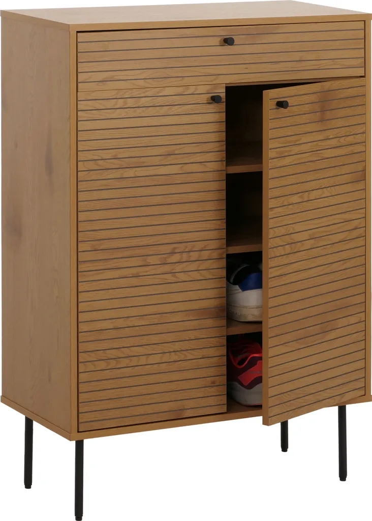 Meuble chaussures 115x80x35cm en bois mélaminé et métal robuste