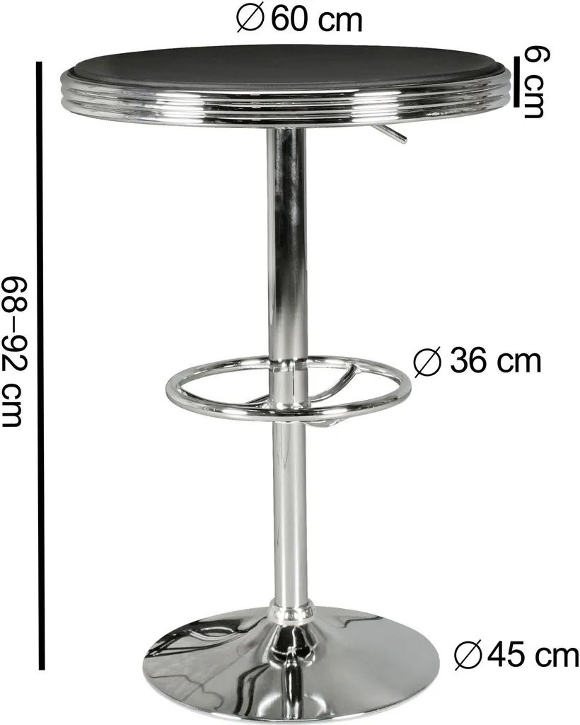 Table haute Elvis ronde 60 cm aluminium avec bordure striée décorative
