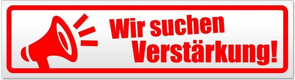 Kiwistar - Autoaufkleber - Rot - 20 x 5,3 cm - Wir suchen Verstärkung - Hinweis Aufkleber Sticker für Auto, Kfz, Fahrrad, PKW, LKW