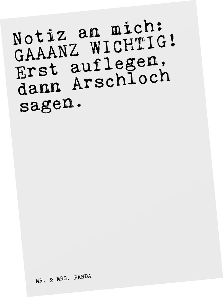 Mr. & Mrs. Panda Grußkarte Notiz an mich: GAAANZ... - Weiß - Geschenk, Ansichtskarte, Spruch, Ansichtskarten, Liebeskummer, Frau, Single, Kunstka...