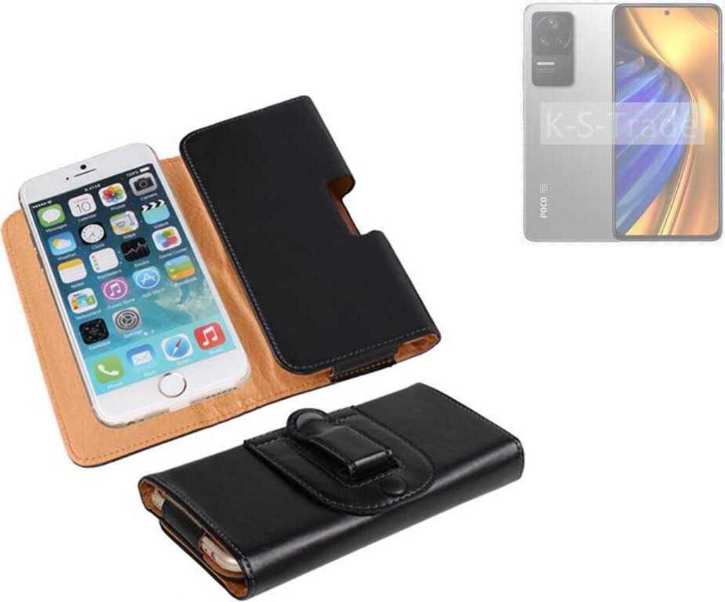 K-S-Trade Schützhülle Handyhülle kompatibel mit POCO F4 Holster Gürtel Tasche Schutzhülle Handy-Tasche Smartphone Case Seitentasche schwarz 1x