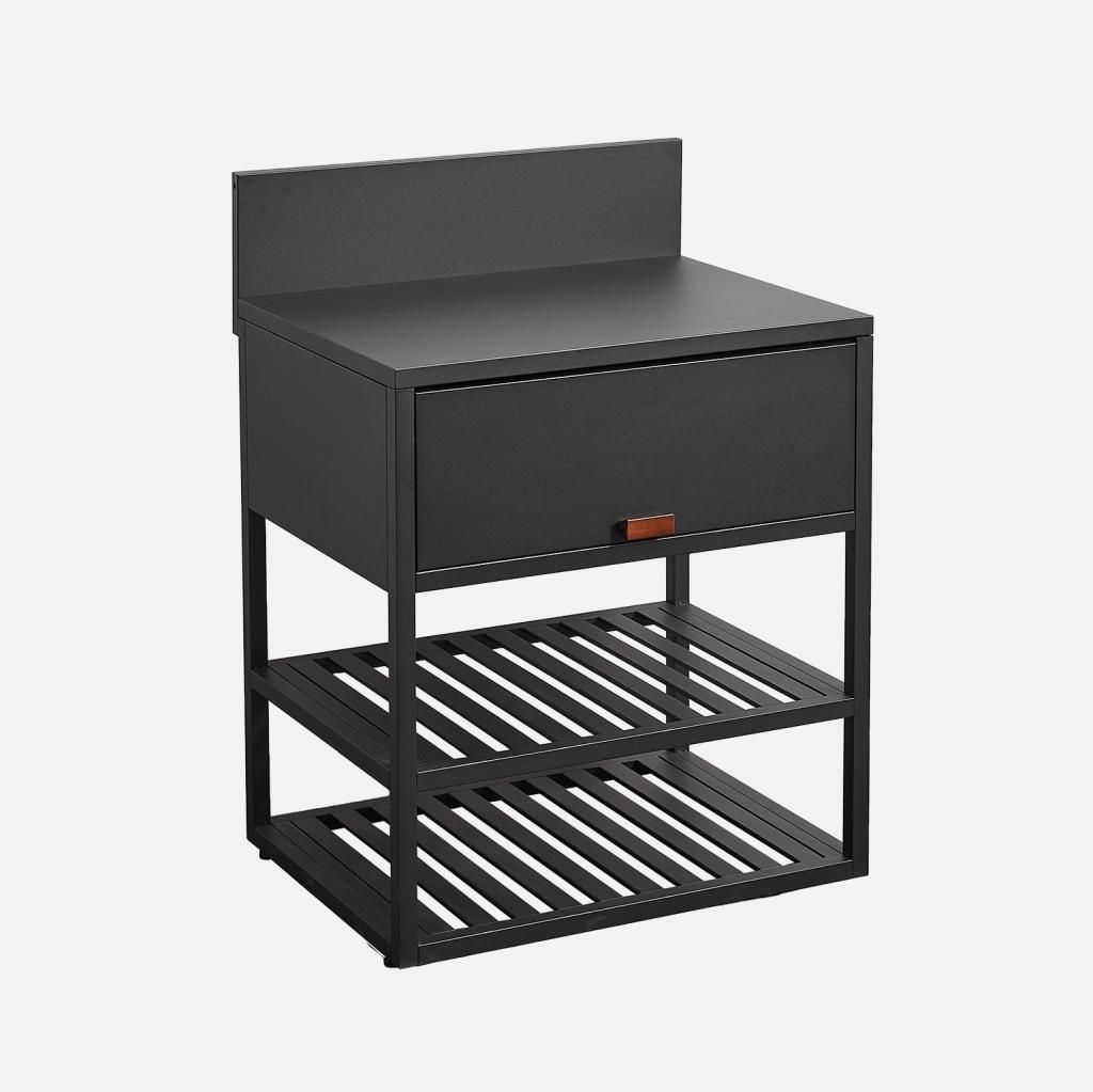 sweeek - Außenküche Stahl 1 Fach 2 Regale B 80 cm - Schwarz