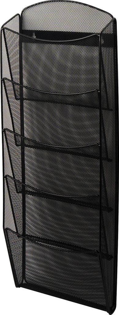 helit Wand-Prospekthalter Mesh H6260095 DIN A4 5Fächer Stahl sw