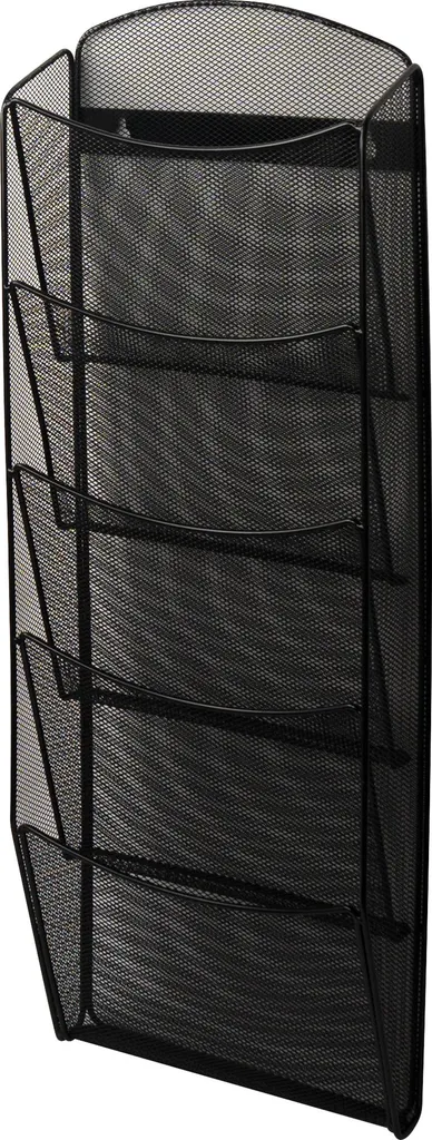 Range-brochures mural Helit - Solution gain de place 5 bacs A4 Noir Mesh